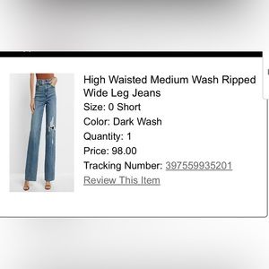 Express High Waisted Medium Wash Ripped Wide Leg Jeans. Size 0short